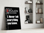 Rules of Success glass print enhancing a meeting room with statement ambition