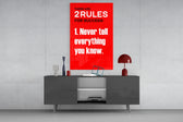 Rules of Success panel catching lamp light to reveal its cinematic glow
