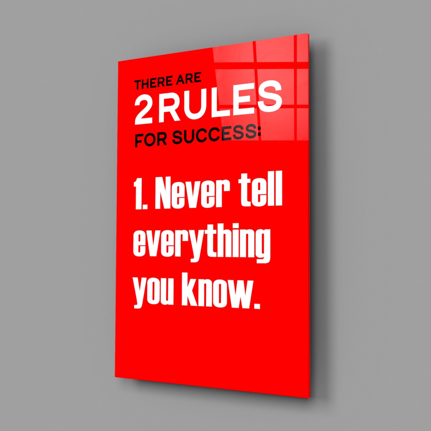 Rules of Success Glass Wall Art || Designer Collection.