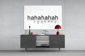 Laughter Analysis panel catching lamp light to reveal its painterly clarity
