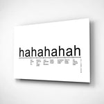 Laughter Analysis glass wall art displayed above a desk in a home office