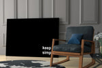 Keep It Simple glass print enhancing a den with statement clarity