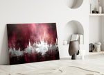 City Silhouette close-up showing ivory tower spires and burgundy mist