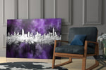 City Silhouette glass print enhancing a den with statement glamour