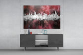 City Silhouette panel catching lamp light to reveal its painterly depth