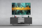 City Silhouette panel catching lamp light to reveal its painterly depth