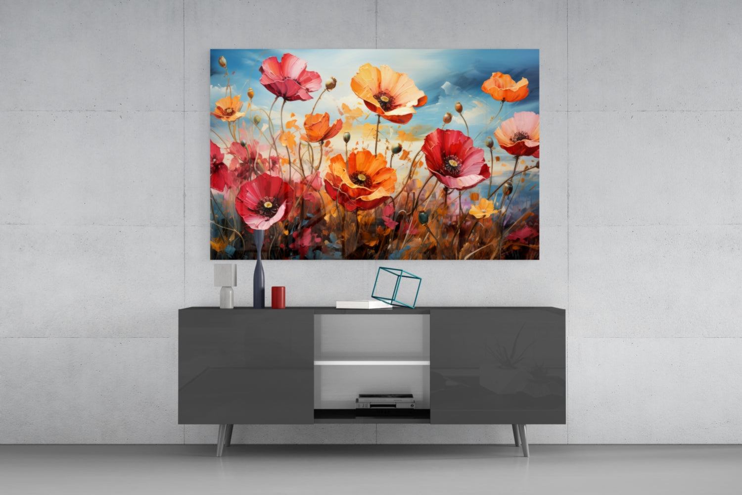 Poppies Glass Wall Art || Designer Collection.