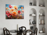 Poppies panel adding editorial drama to a hallway