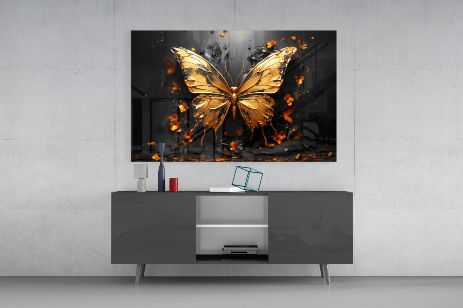 Golden Butterfly Glass Wall Art || Designer Collection.