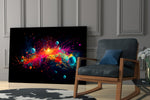 Colors of Space glass print enhancing a den with statement firepower
