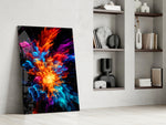 Color Flower glass print enhancing a den with statement firepower