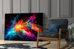 Colors of Space glass print enhancing a den with statement firepower