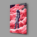 Astronaut on a Pinky Planet Glass Wall Art || Designer Collection