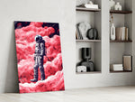 Astronaut on a Pinky Planet glass print enhancing a media room with statement adventure