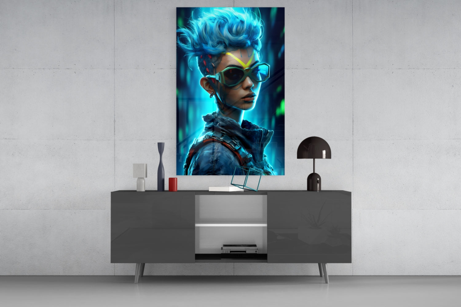 Cyberpunk Glass Wall Art || Designer Collection.