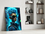 Cyberpunk glass print enhancing a media room with statement firepower