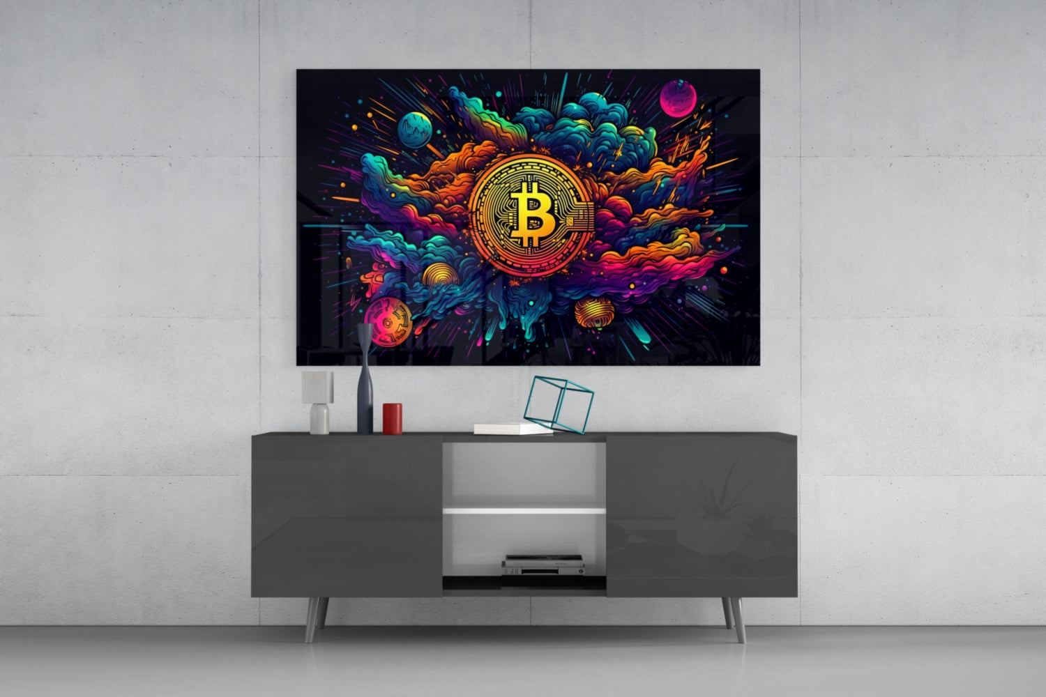 Bitcoin Glass Wall Art || Designer Collection.