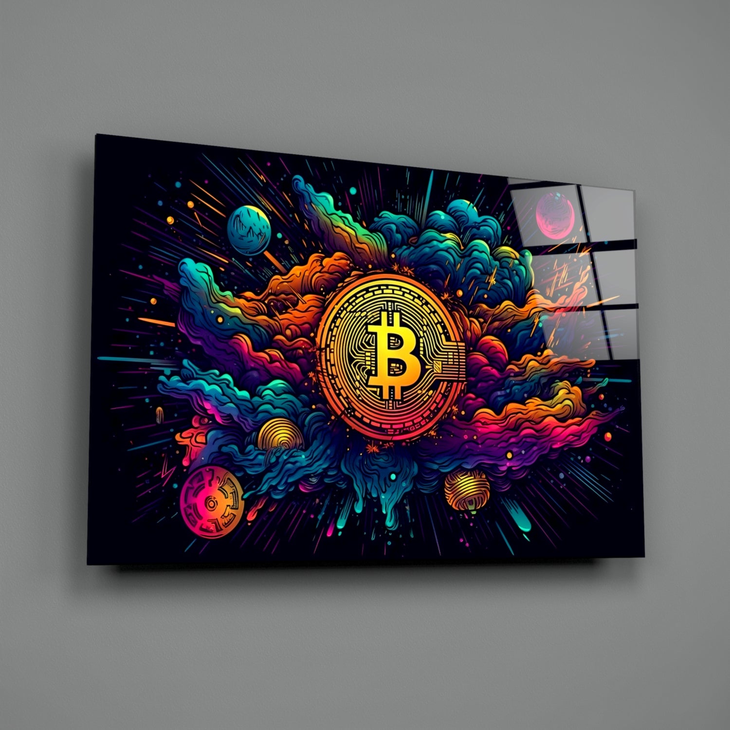 Bitcoin Glass Wall Art || Designer Collection.