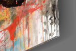 Fighter-tribute artwork anchoring a wall with scarlet-and-graphite palette
