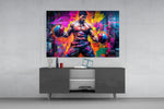 Boxing panel catching lamp light to reveal its cinematic glow