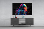 Astronaut panel catching lamp light to reveal its cinematic glow