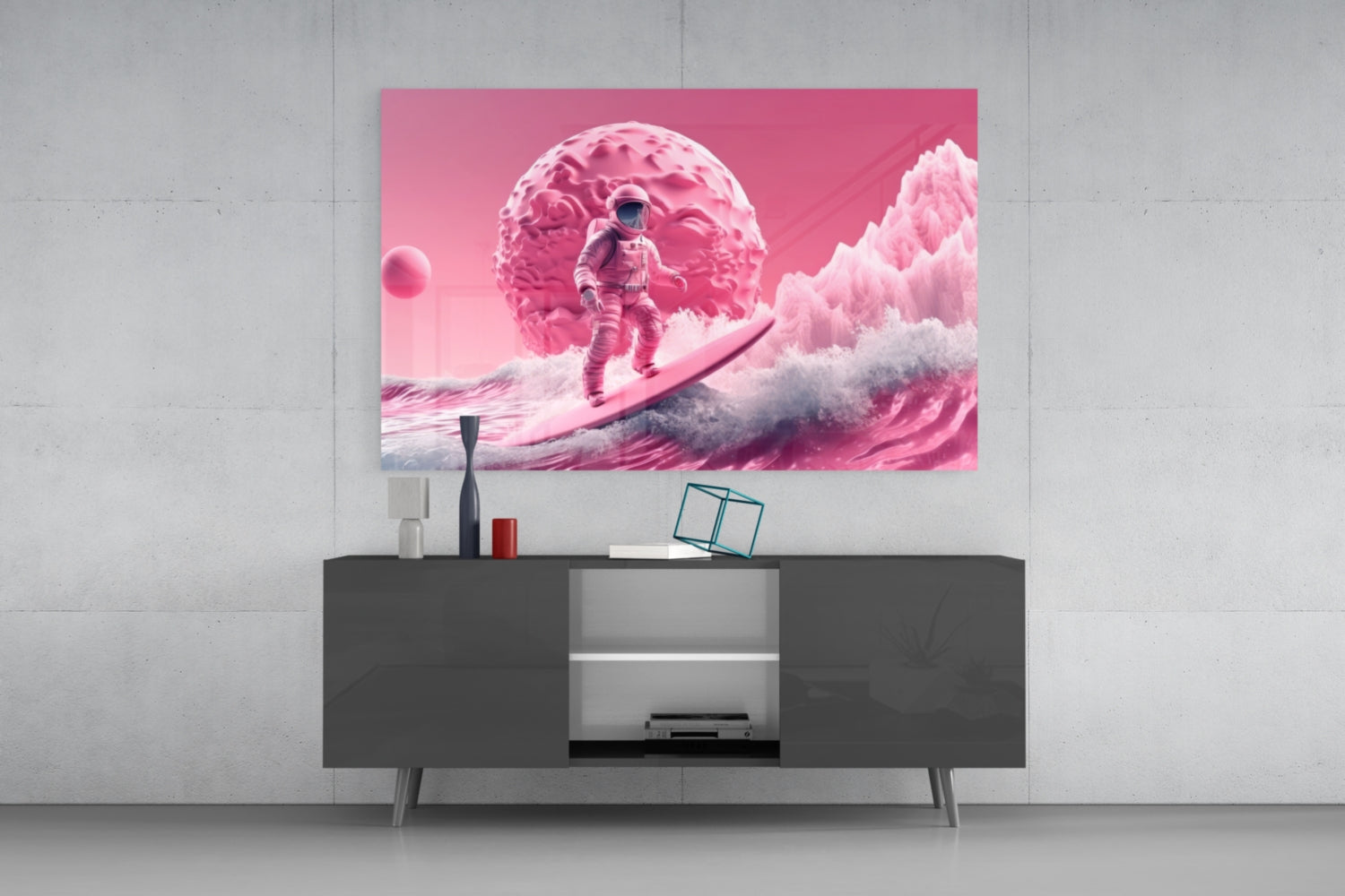 Pinky Space Glass Wall Art || Designer Collection.
