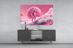 Pinky Space panel catching lamp light to reveal its cinematic glow