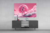 Pinky Space panel catching lamp light to reveal its cinematic glow