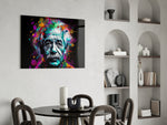 Einstein panel adding editorial drama to a hallway