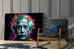 Einstein glass print enhancing a den with statement intellect