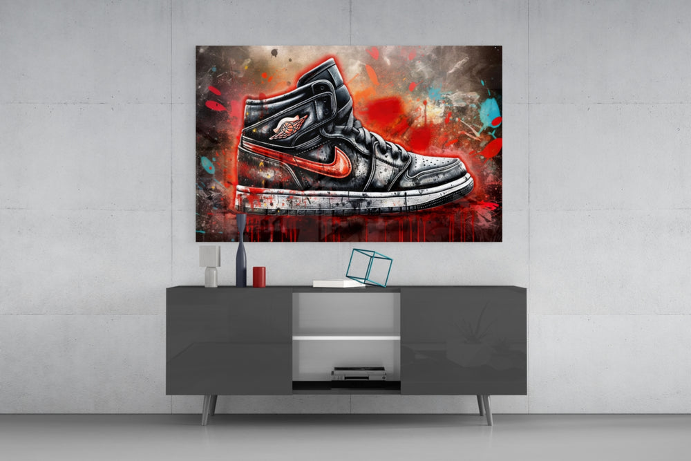 Sneakers panel catching lamp light to reveal its urban grit