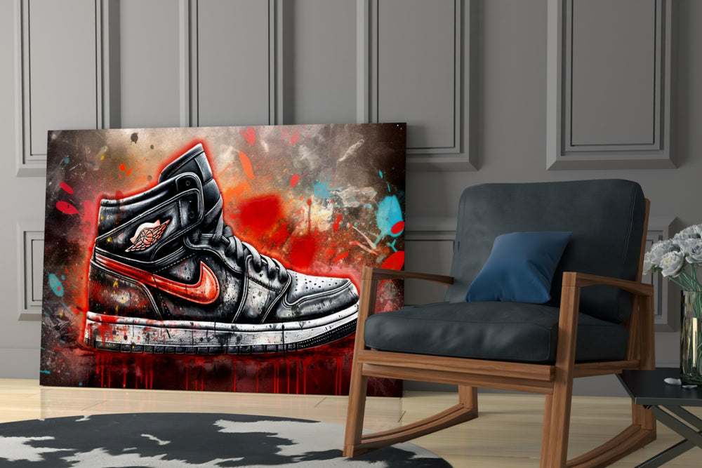 Sneakers glass print enhancing a den with statement firepower