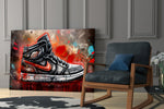 Sneakers glass print enhancing a den with statement firepower