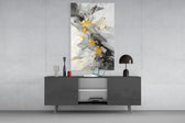 Marble panel catching lamp light to reveal its painterly depth