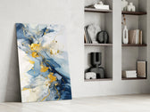 Marble glass print enhancing a den with statement glamour