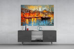 Istanbul panel catching lamp light to reveal its painterly depth