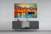 Istanbul panel catching lamp light to reveal its painterly depth
