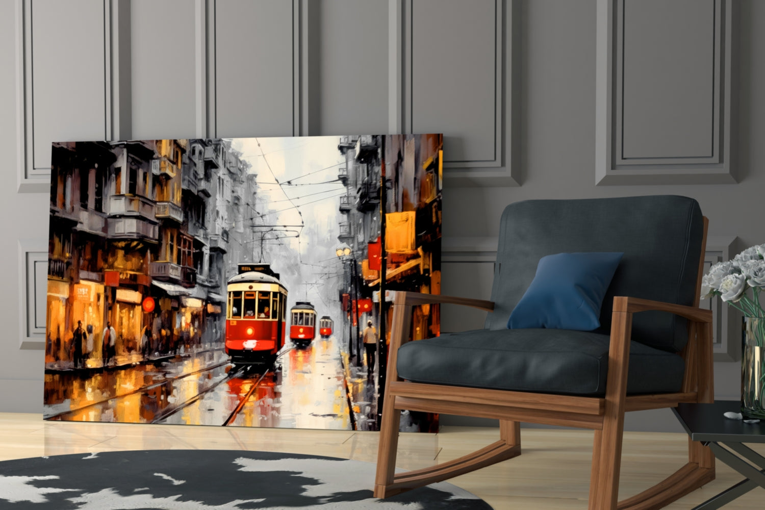 Tram Glass Wall Art || Designer Collection.