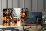 Tram glass print enhancing a den with statement gravity