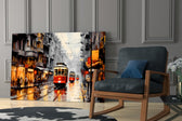 Tram glass print enhancing a den with statement gravity
