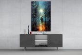 Alone panel catching lamp light to reveal its painterly depth