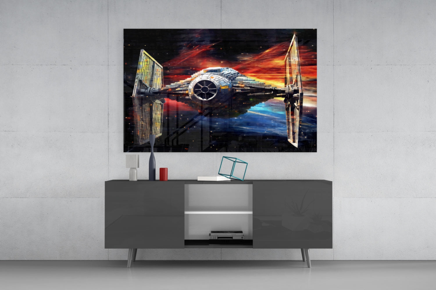 Tie Fighter Glass Wall Art || Designer Collection.