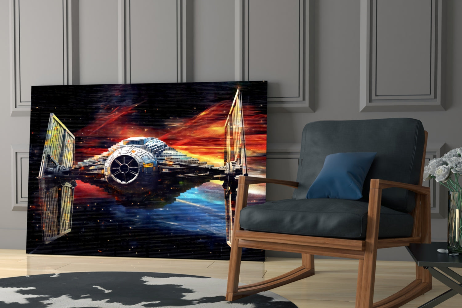Tie Fighter Glass Wall Art || Designer Collection.