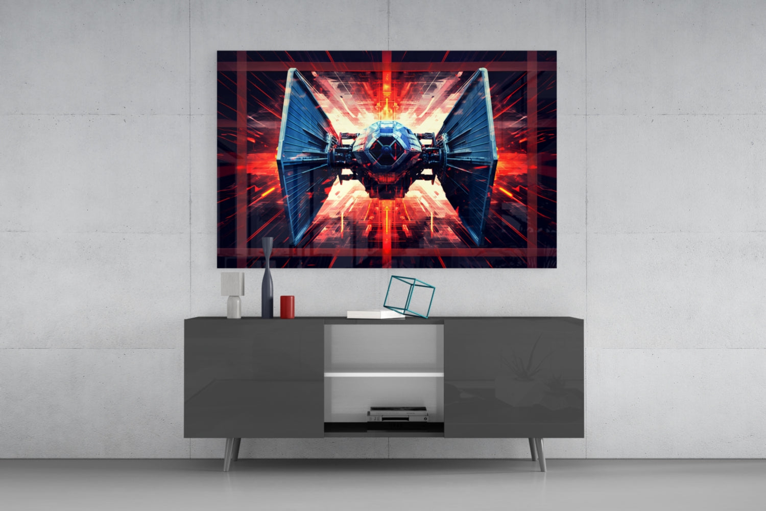 Tie Fighter Glass Wall Art || Designer Collection.