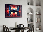 Tie Fighter panel adding editorial drama to a hallway