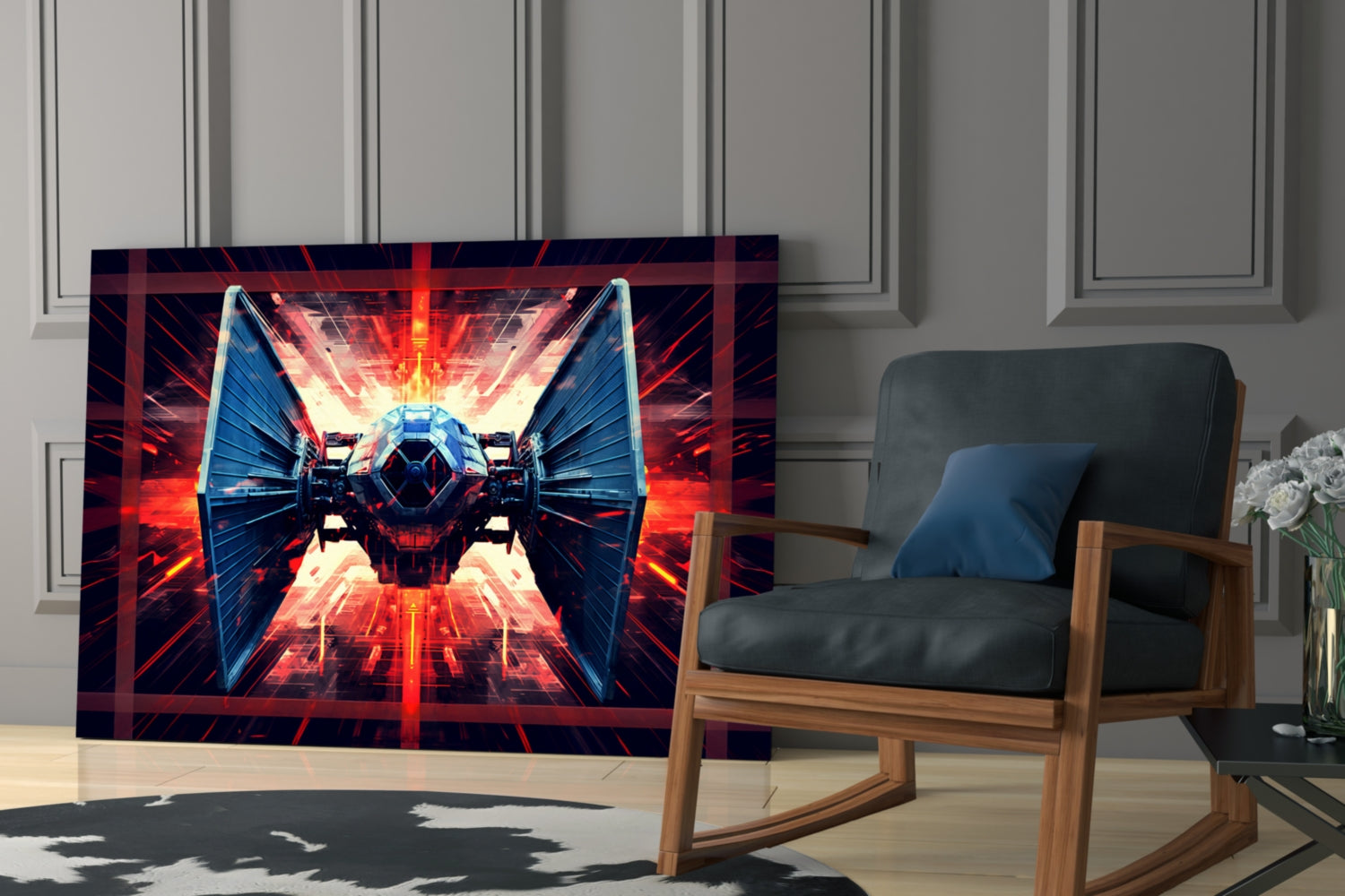 Tie Fighter Glass Wall Art || Designer Collection.