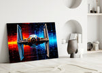 Tie Fighter close-up showing mosaic stained-glass panels