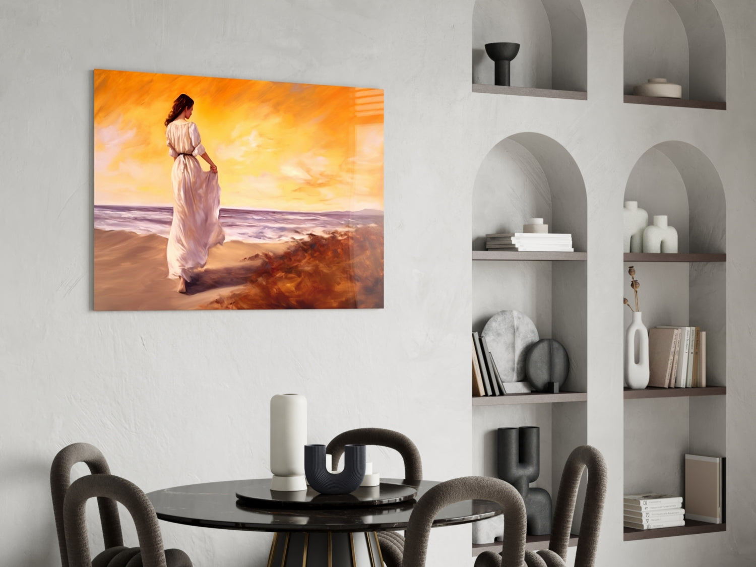 Beach Walk Glass Wall Art || Designer Collection.