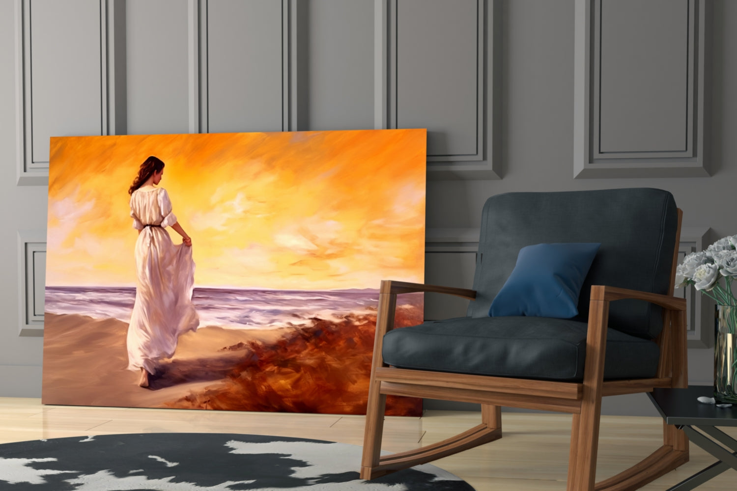 Beach Walk Glass Wall Art || Designer Collection.