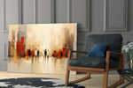 City Silhouette glass print enhancing a den with statement gravity